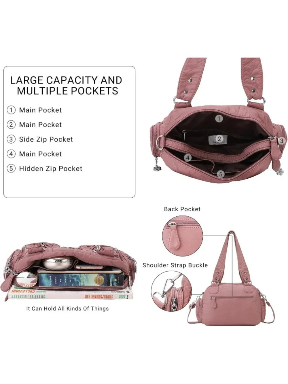 Chic Small Crossbody Handbag for Women - Soft Multipocket Hobo Purse